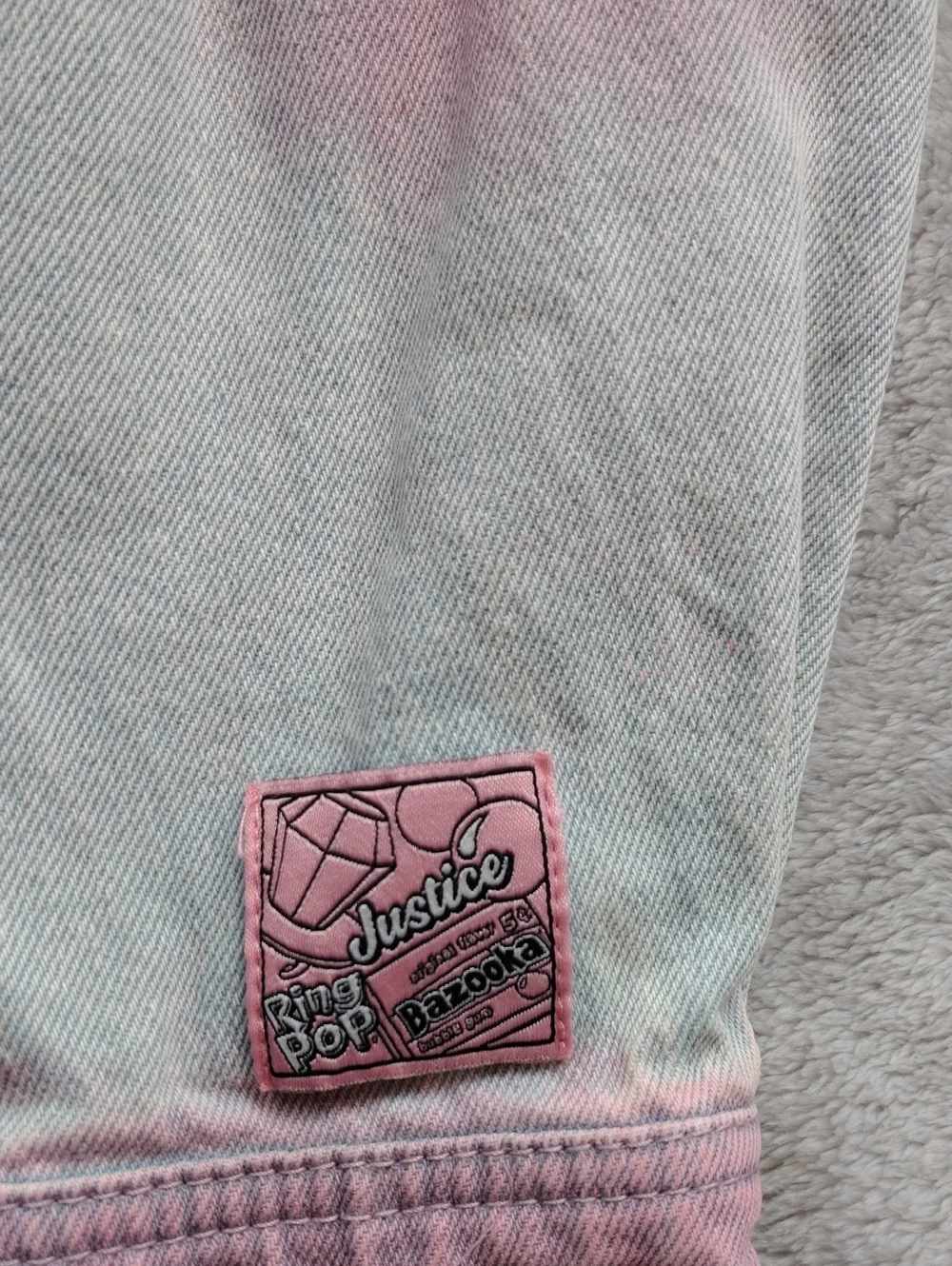 Justice Bazooka Gum Ring Pop Pastel Tie Dye 100% Cotton Denim Jacket Size 7/8